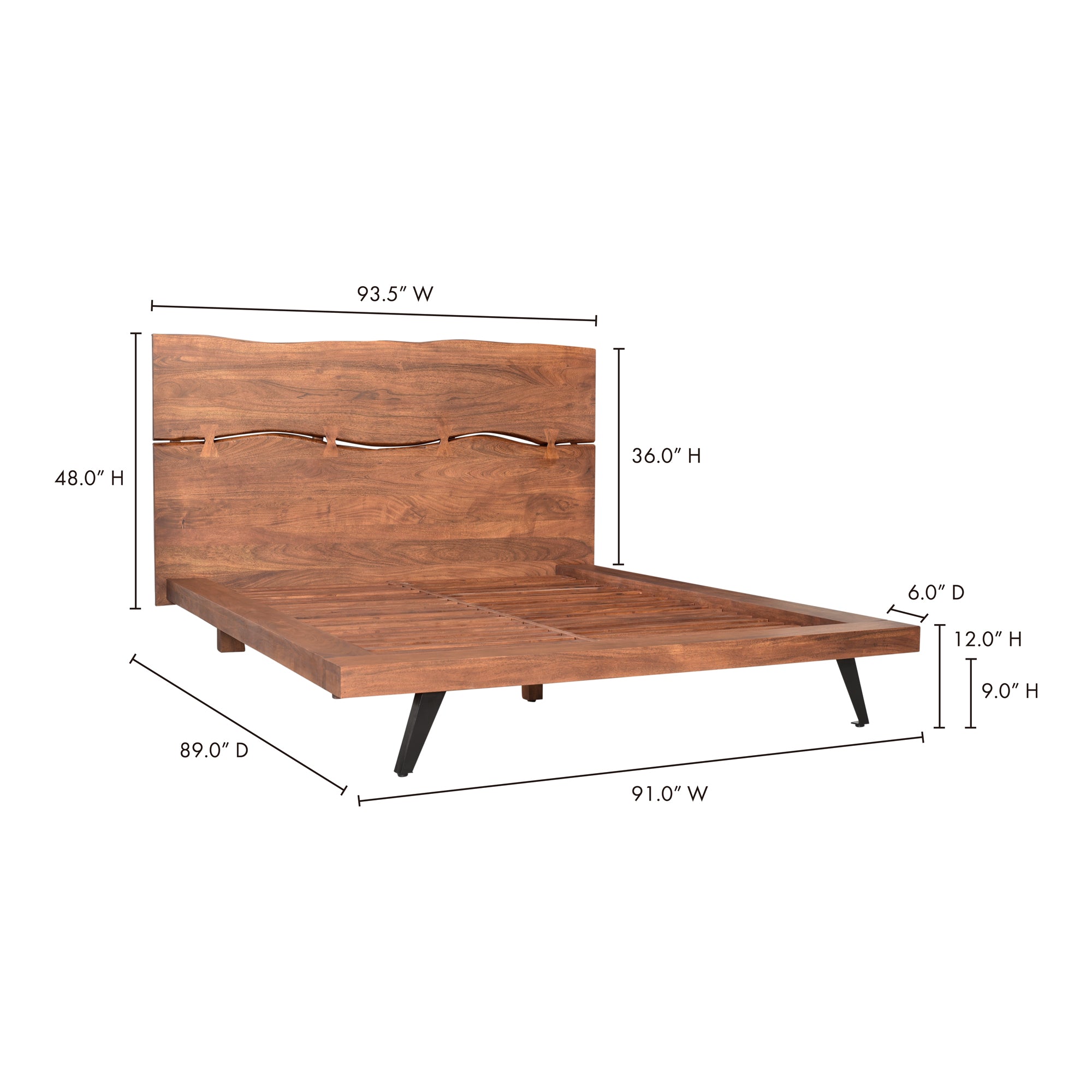 Madagascar King Platform Bed Brown by Moe's Home Collection - view 6