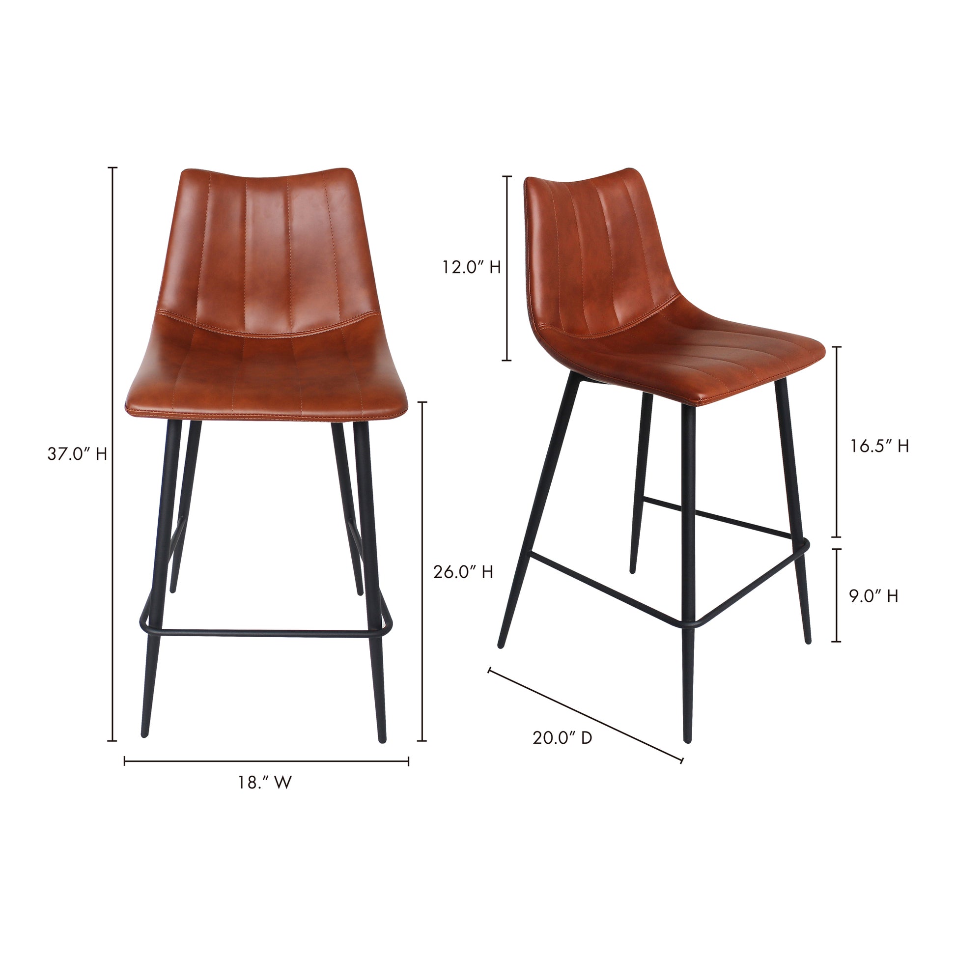 Alibi Counter Stool Brown - Set Of Two by Moe's Home Collection - view 12