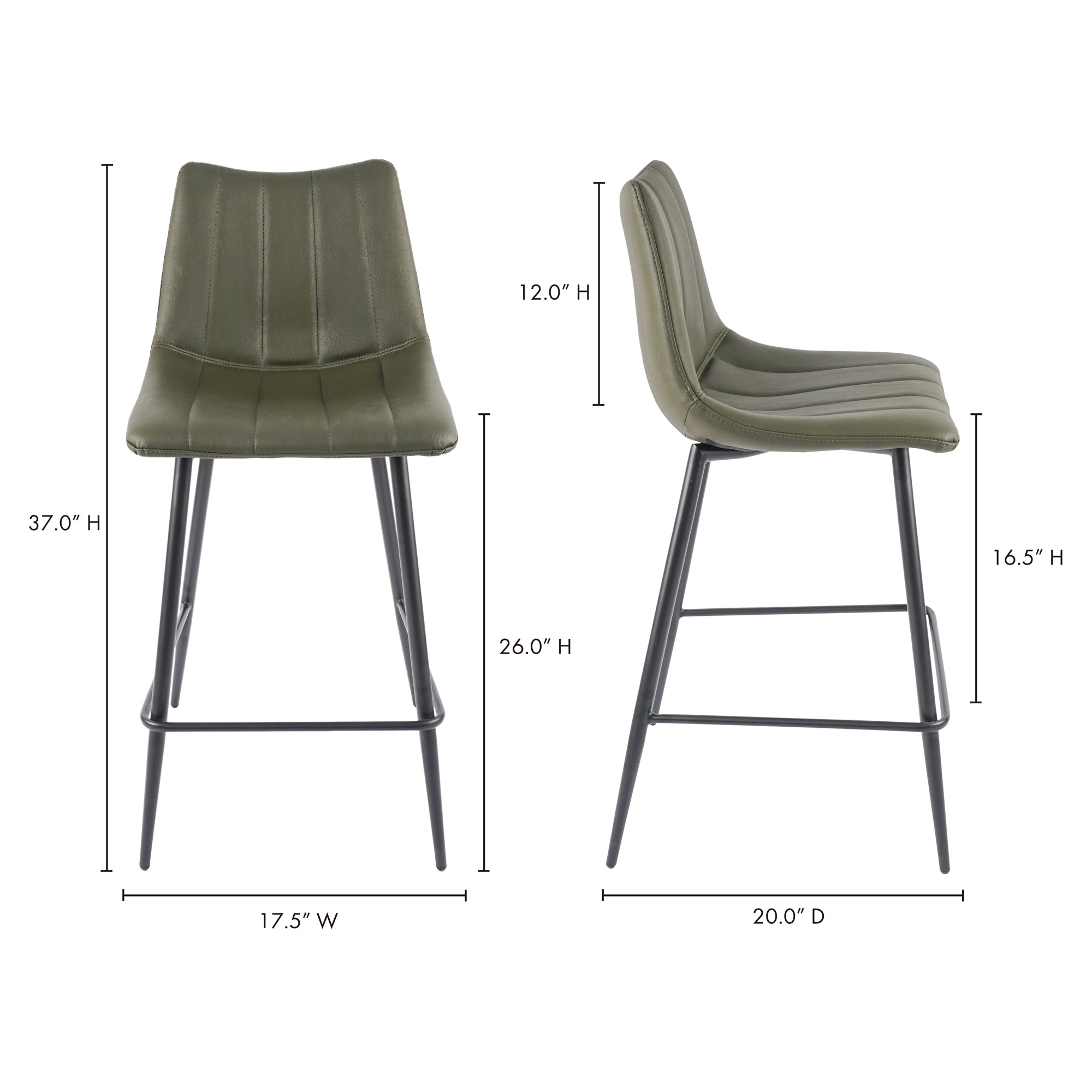 Alibi Counter Stool Dark Green - Set Of Two by Moe's Home Collection - view 12