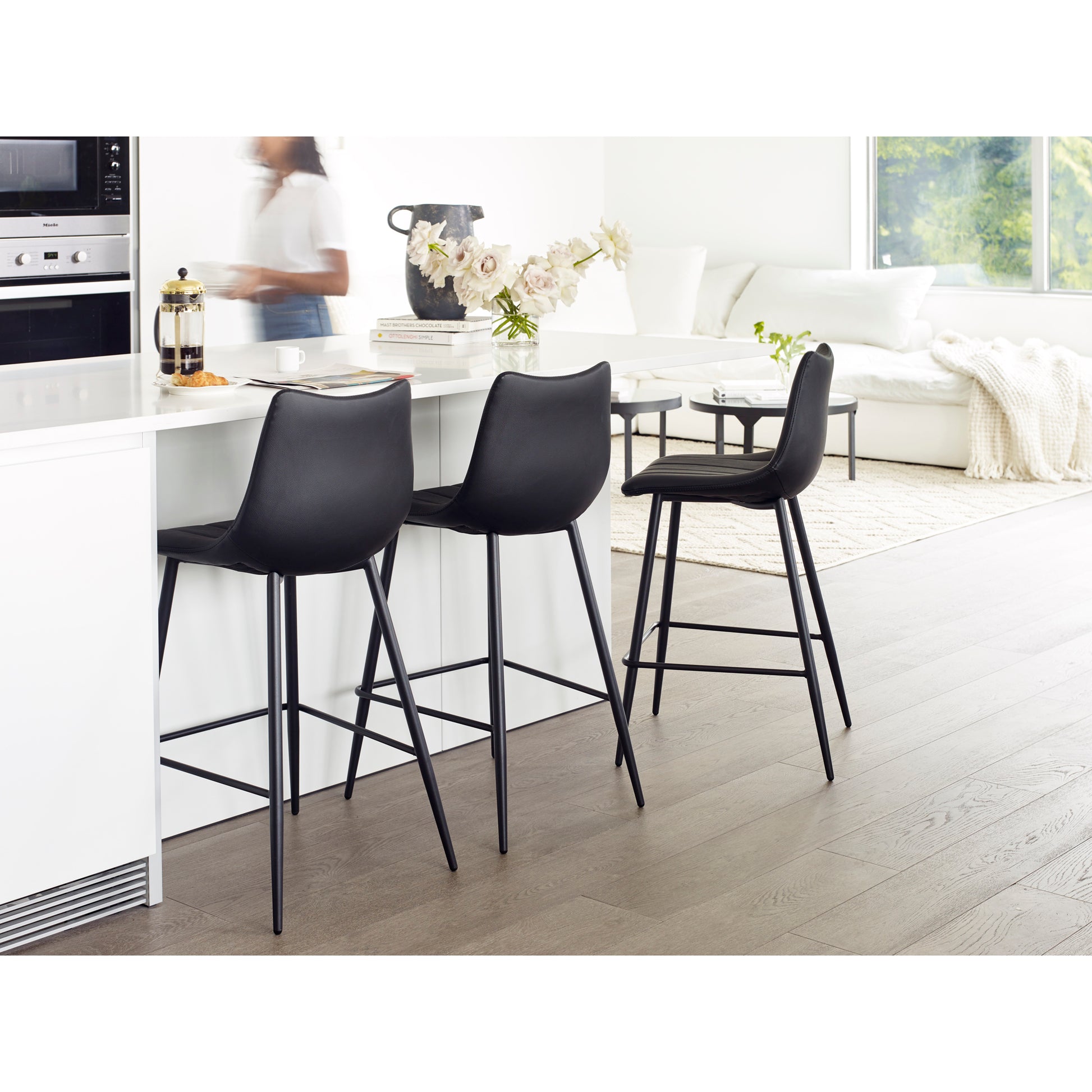 Alibi Bar Stool Matte Black - Set Of Two by Moe's Home Collection - view 10