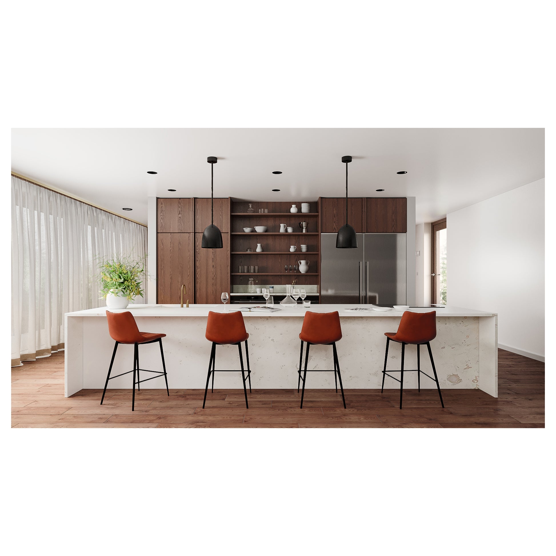 Alibi Bar Stool Brown - Set Of Two by Moe's Home Collection - view 11