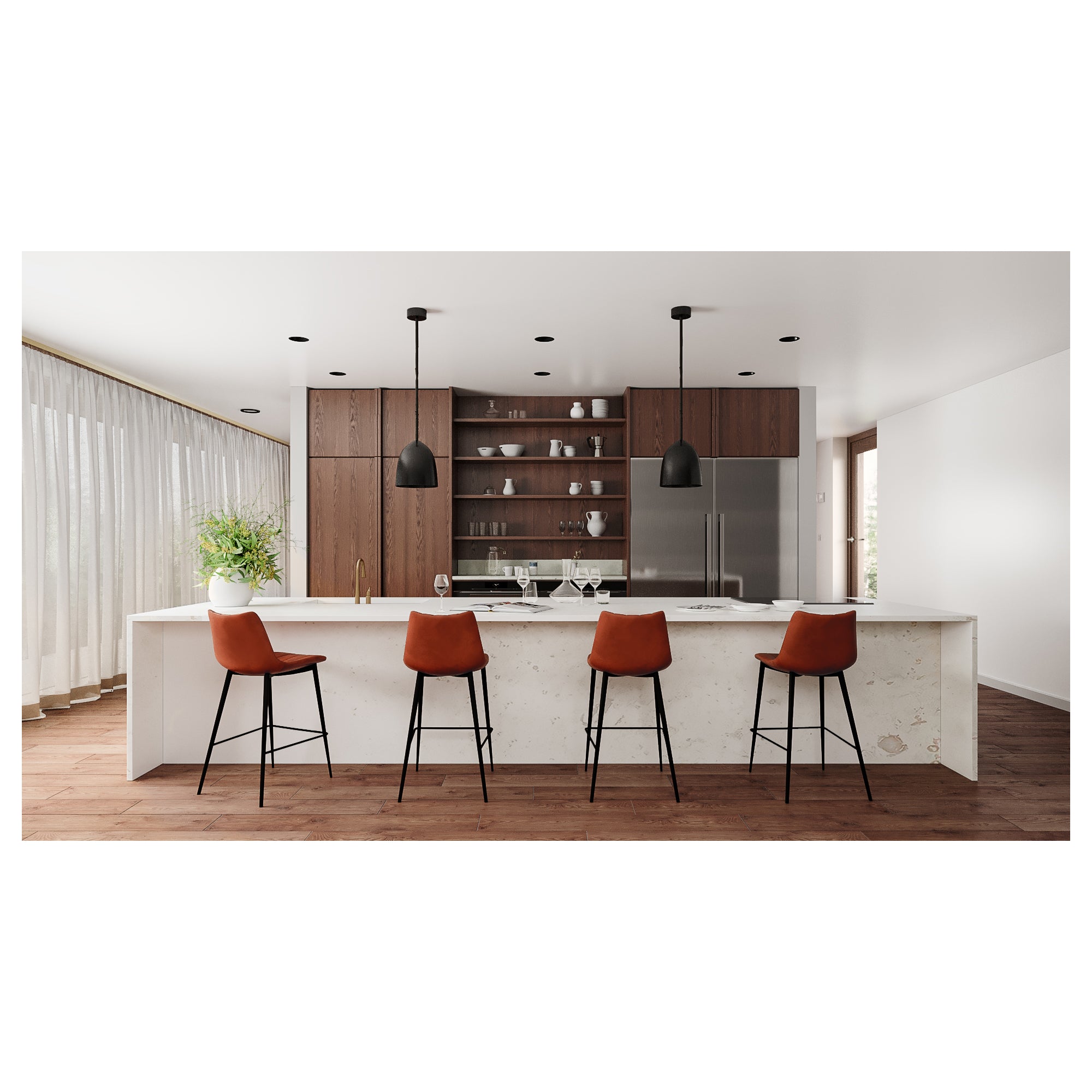 Alibi Bar Stool Brown - Set Of Two by Moe's Home Collection - view 11