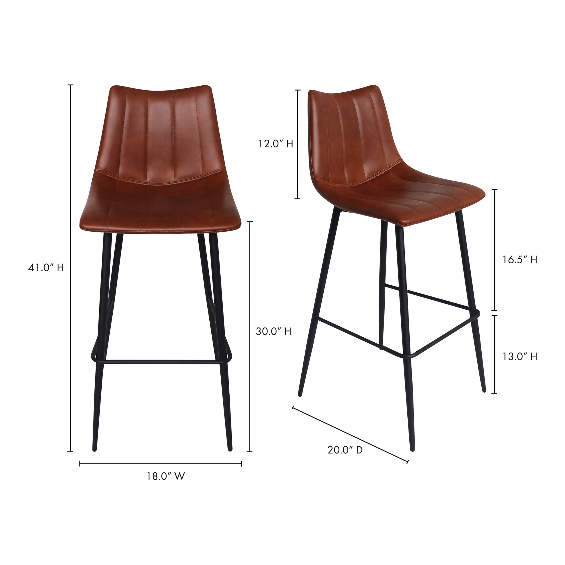 Alibi Bar Stool Brown - Set Of Two by Moe's Home Collection - view 12