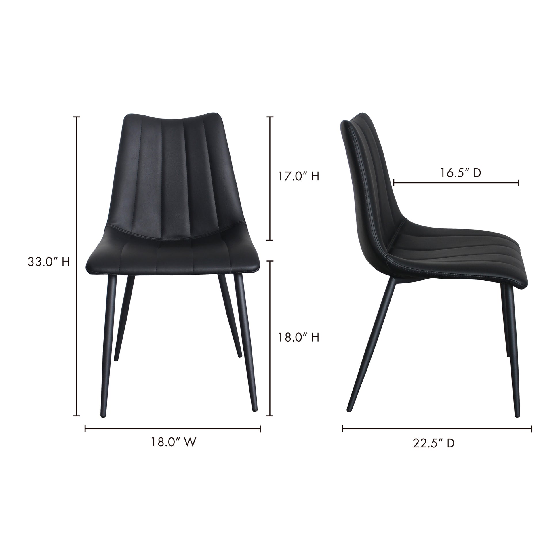 Alibi Dining Chair Matte Black - Set Of Two by Moe's Home Collection - view 11