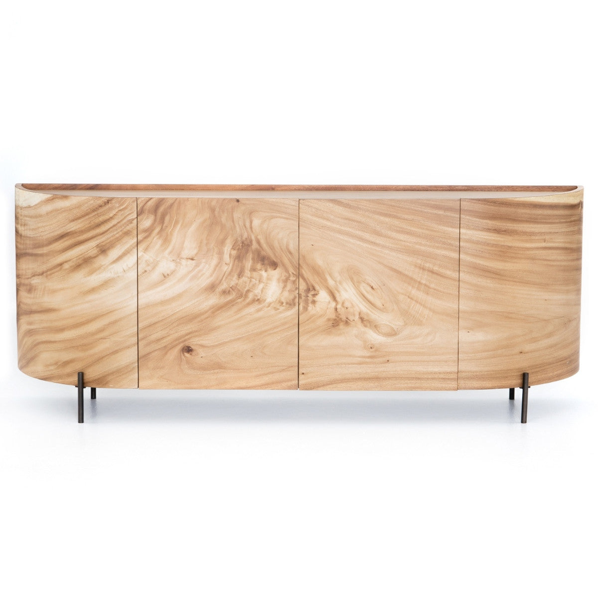 Lunas Natural Wood Curved Sideboard Buffet 77" ,UWES-213