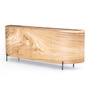 Lunas Natural Wood Curved Sideboard Buffet 77" ,UWES-213