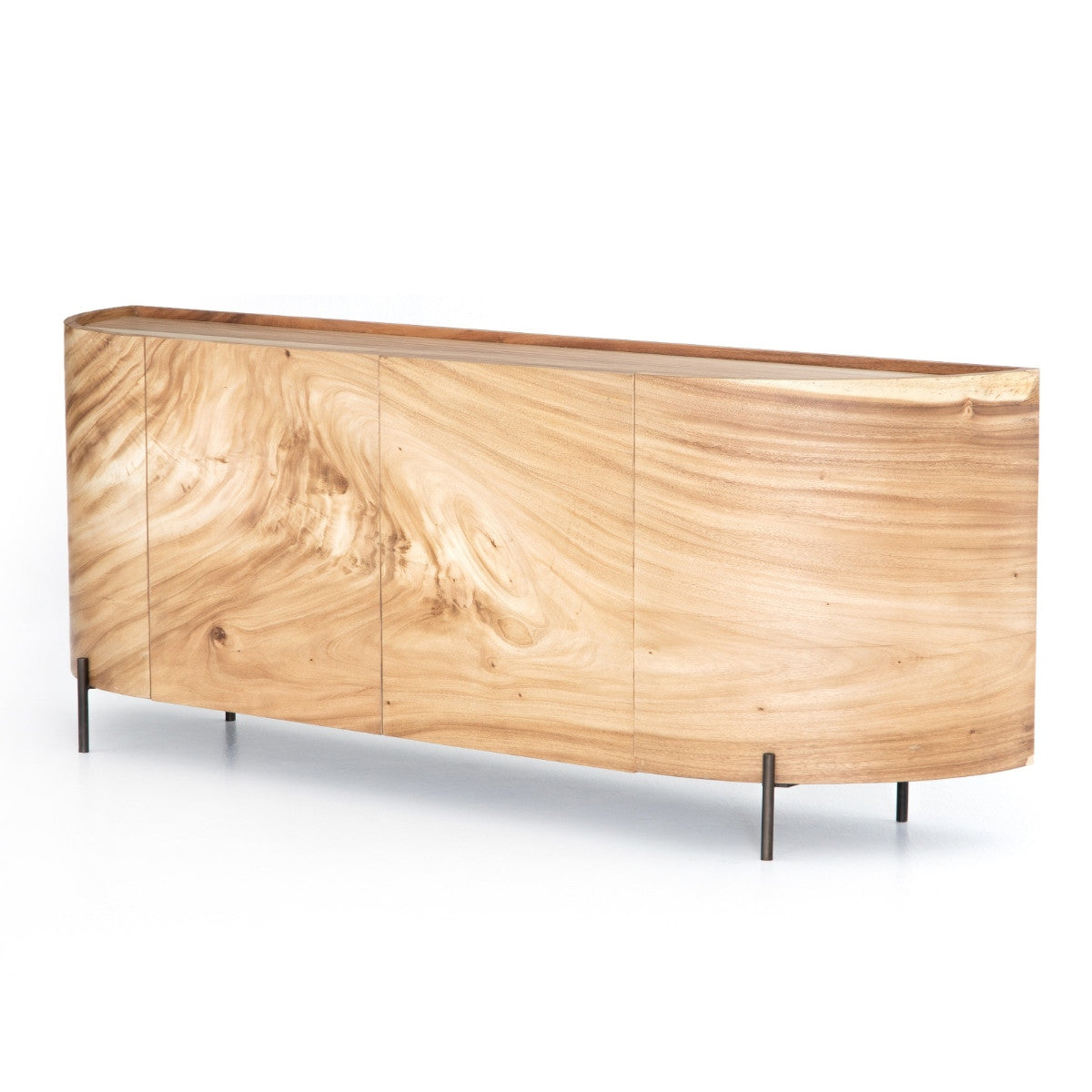 Lunas Natural Wood Curved Sideboard Buffet 77" ,UWES-213