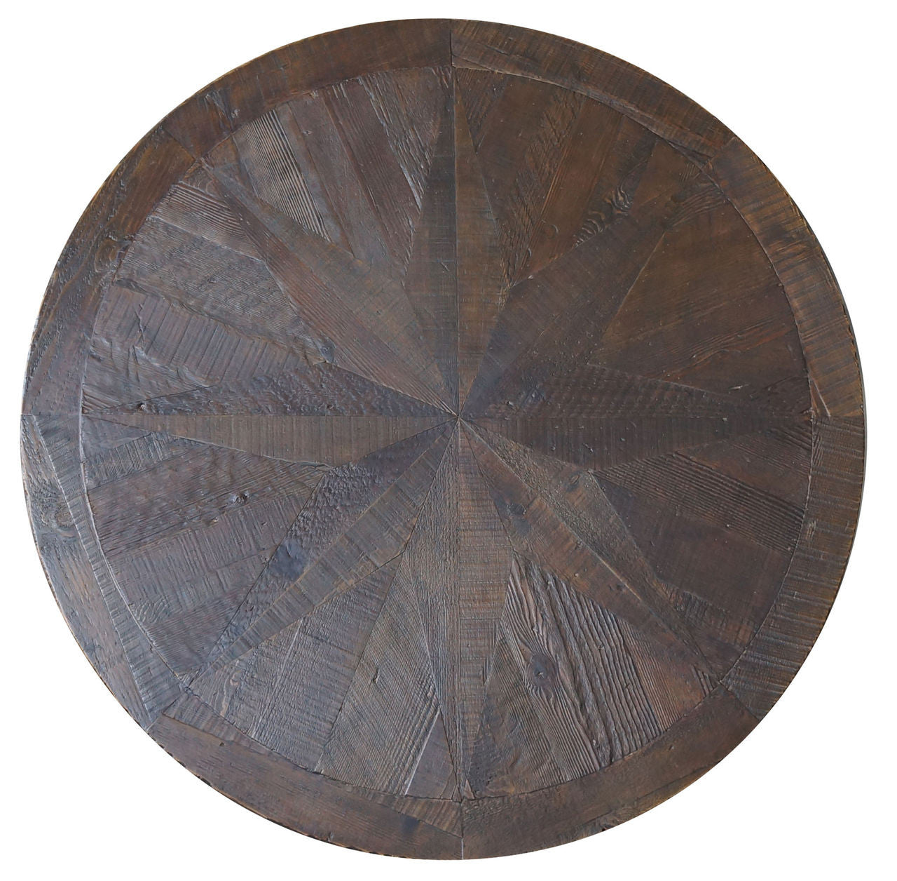 Weathered Umber Reclaimed Wood 60" Round Pedestal Dining Table top