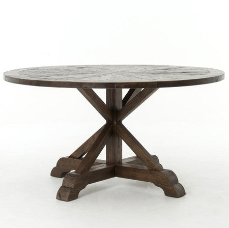 Umber Reclaimed Wood 59" Round Pedestal Dining Table