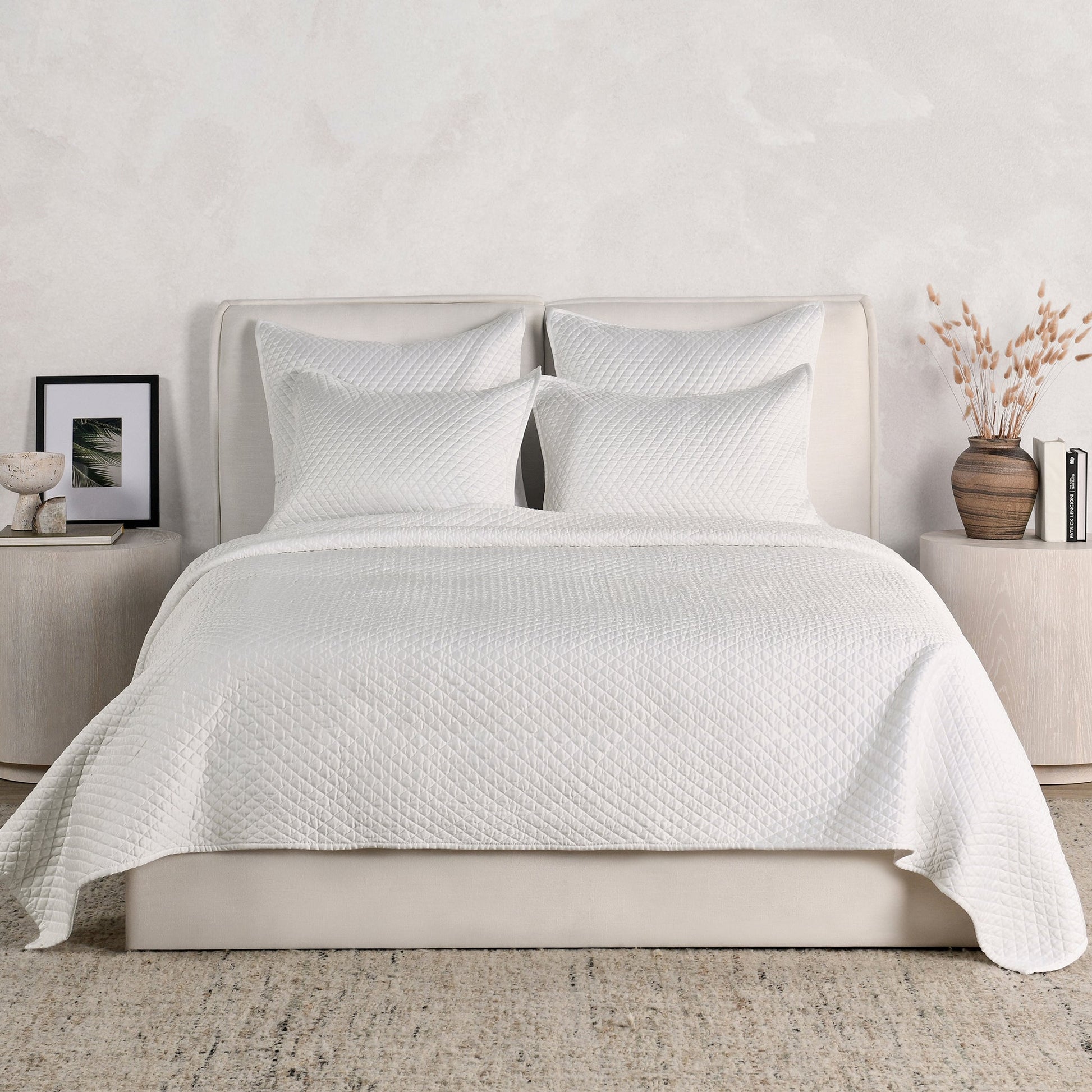 Diamond Quilt Collection - White - King / Set