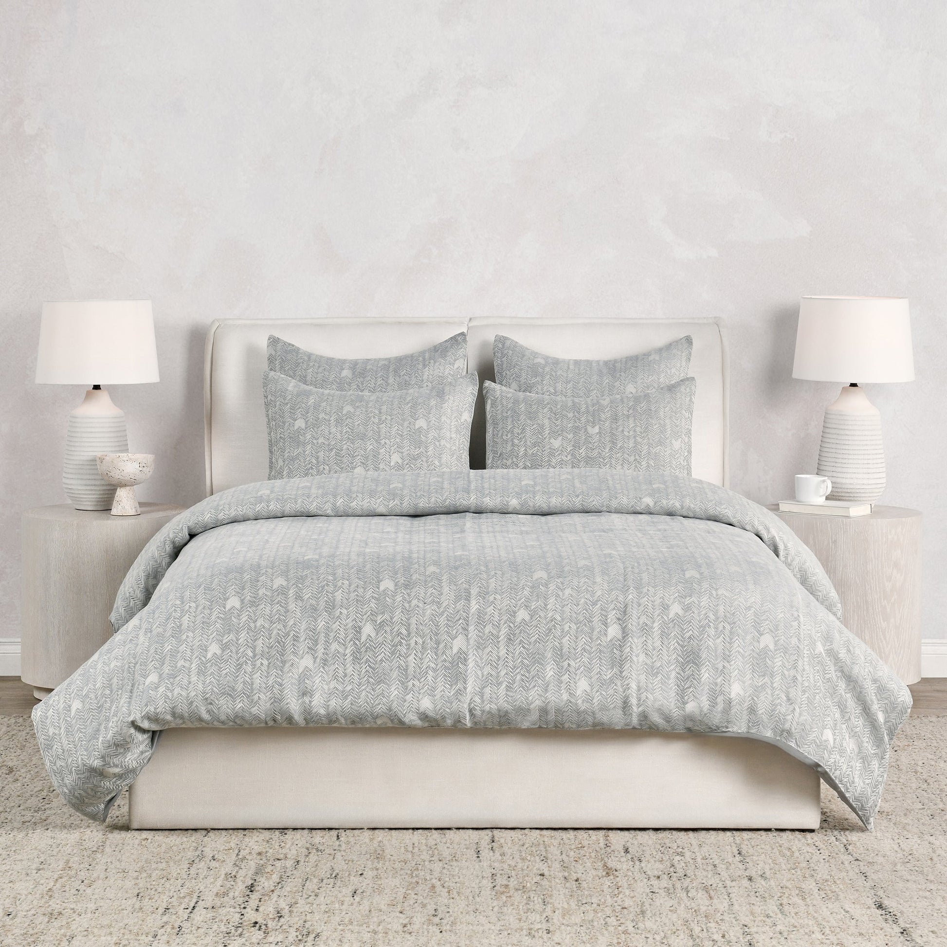 French Herringbone Duvet Collection - Storm - King / Set