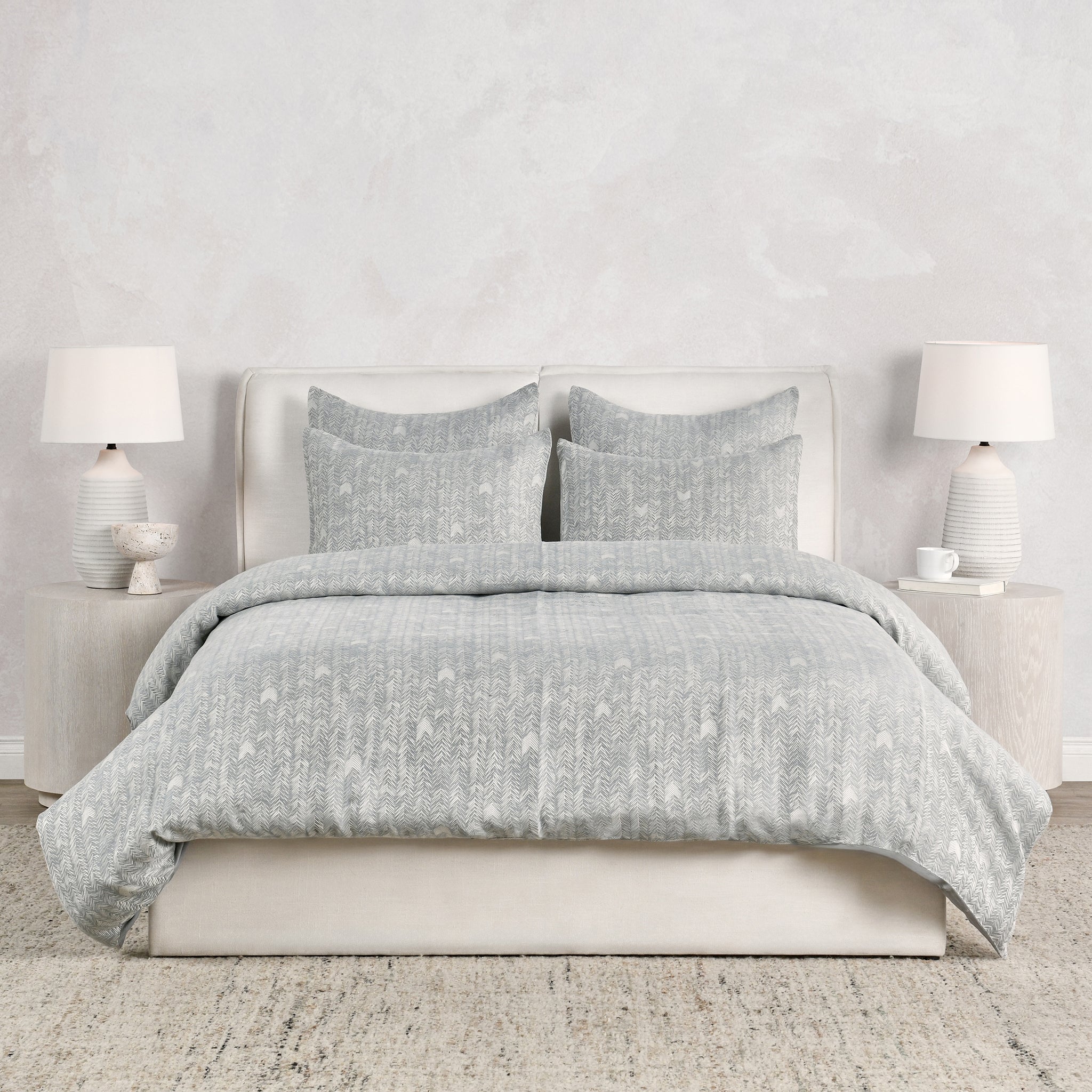 French Herringbone Duvet Collection - Storm - King / Set