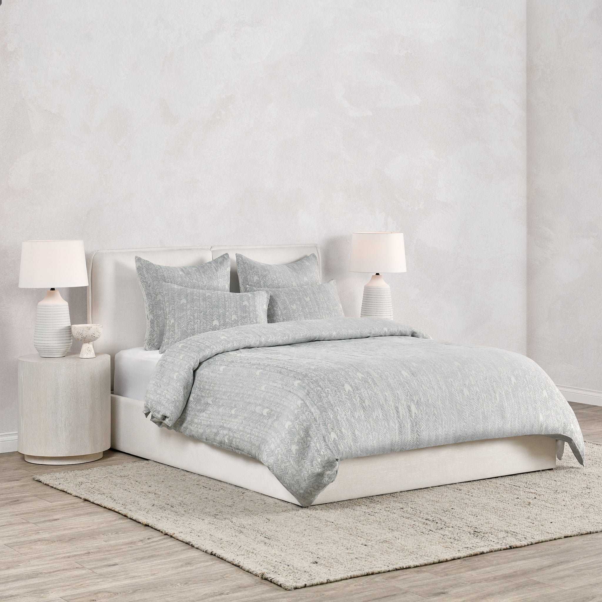 French Herringbone Duvet Collection - Storm - King / Set