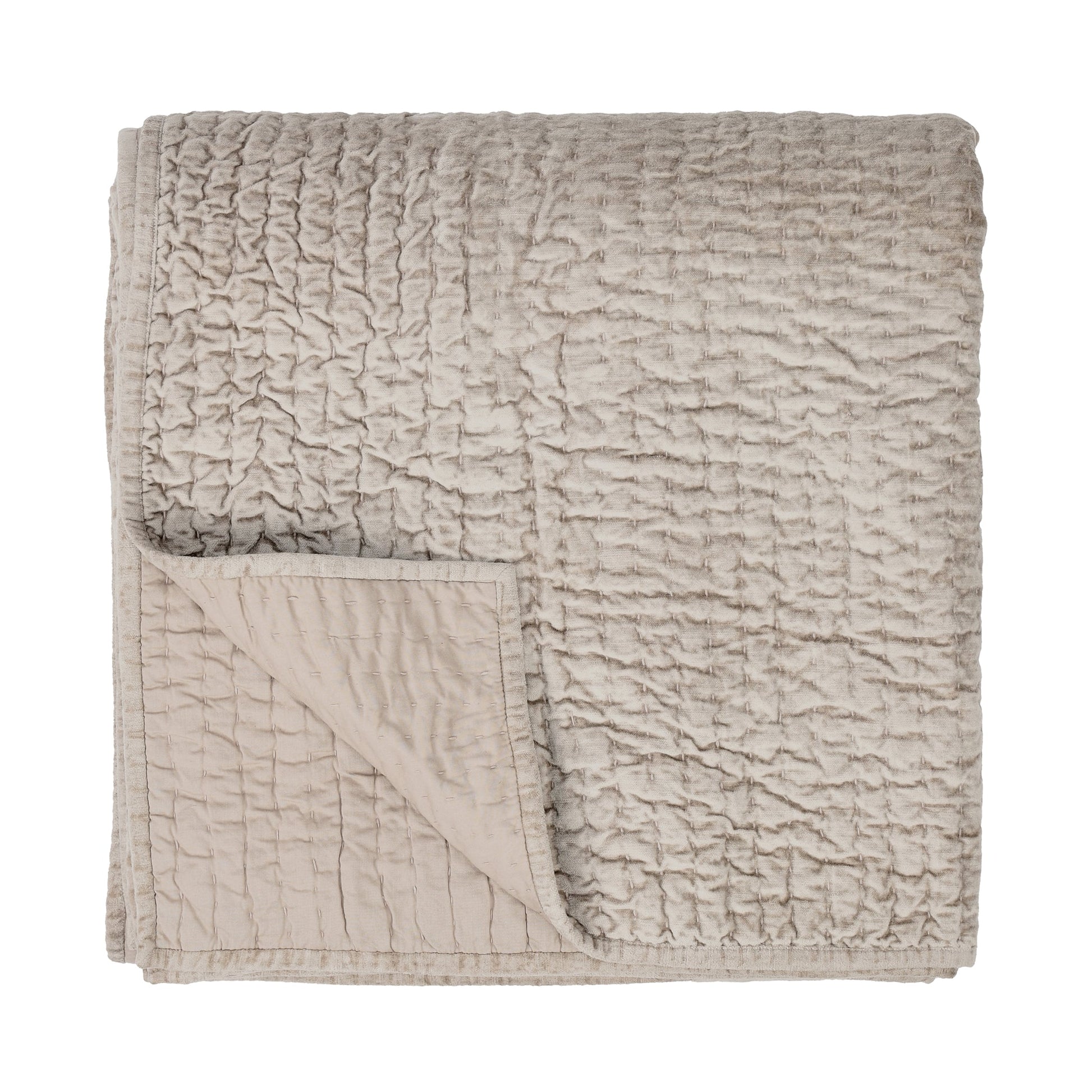 Bari Velvet Quilt Collection - Pebble - King / Set
