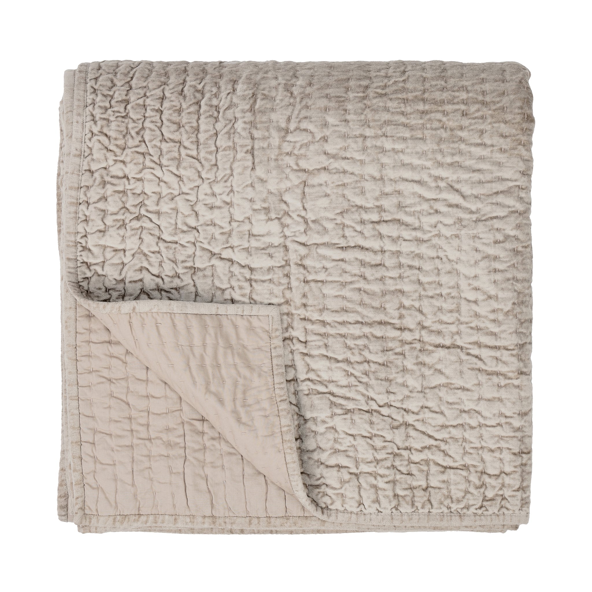 Bari Velvet Quilt Collection - Pebble - King / Set