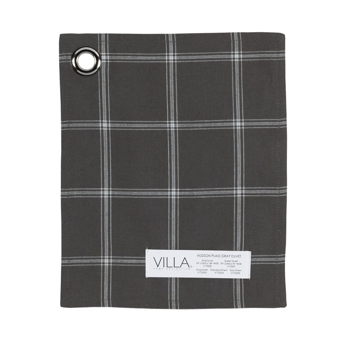 Hudson Duvet Collection - Plaid Gray - Euro / Sham