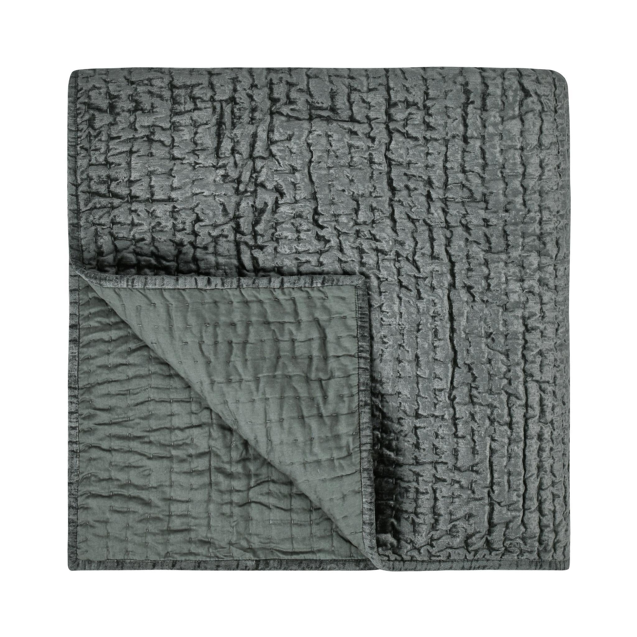 Bari Velvet Quilt Collection - Bay Green - King / Set