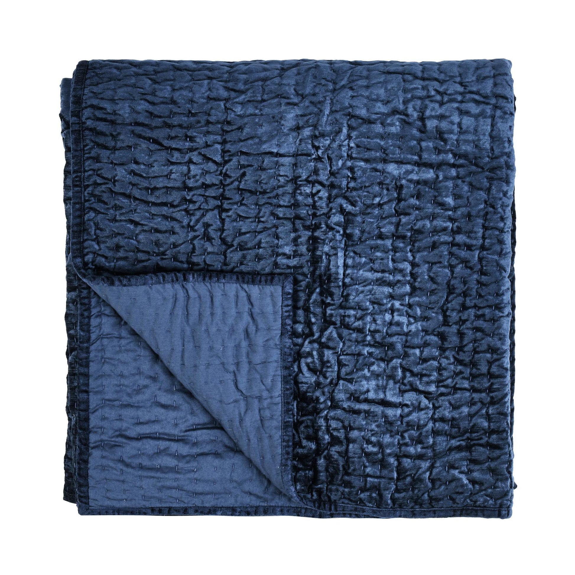 Bari Velvet Quilt Collection - Ocean Blue - King / Set