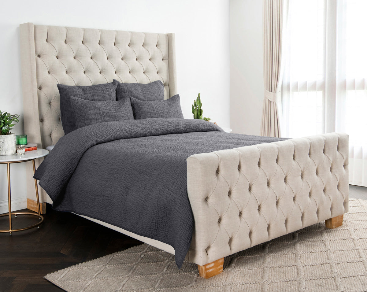 Danica Quilt - Charcoal - Queen / Set