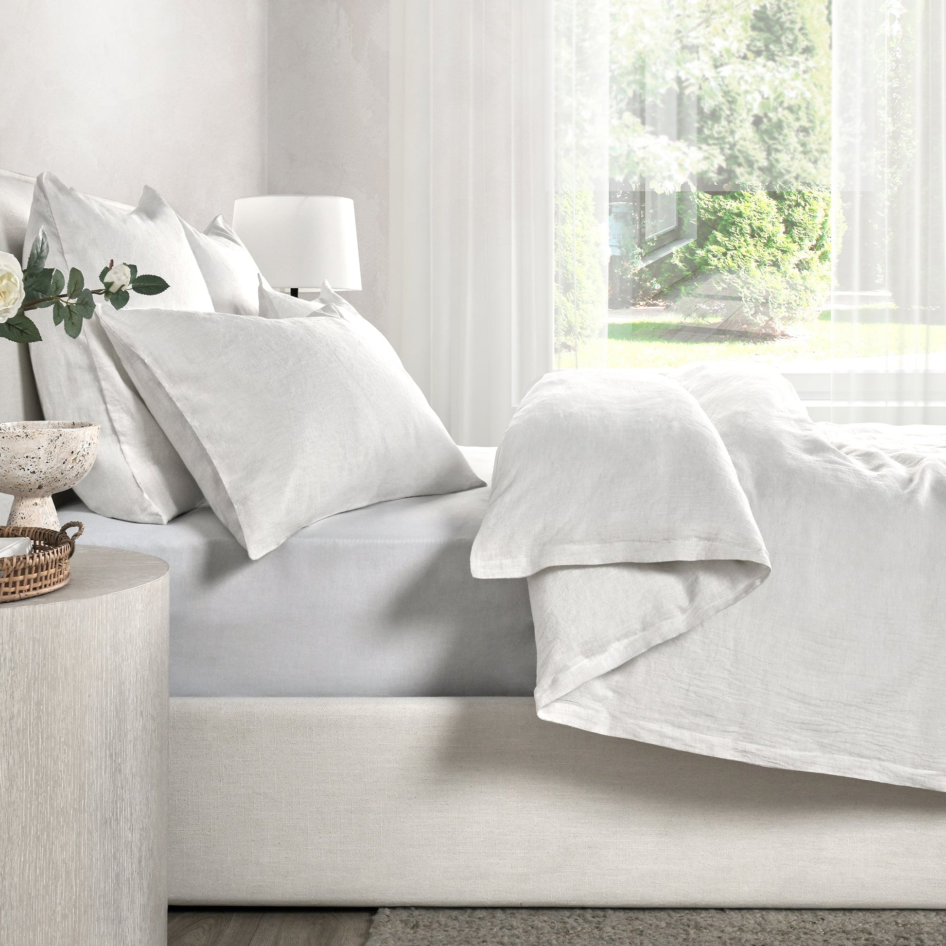Jayson Linen Cashmere Duvet Collection - Quartz White - King / Set