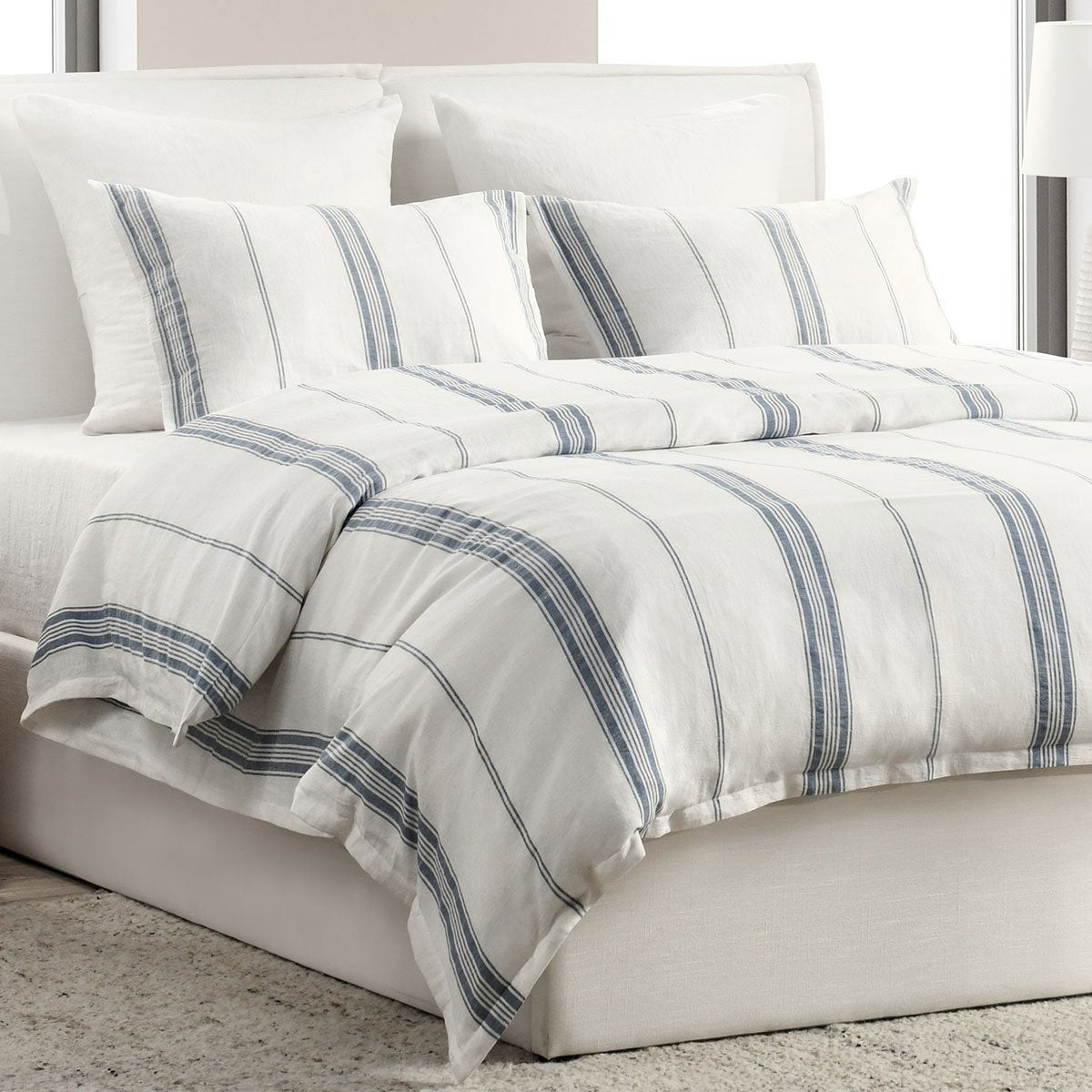 Jayson Linen Cashmere Duvet Collection - Blue Stripe - King / Set