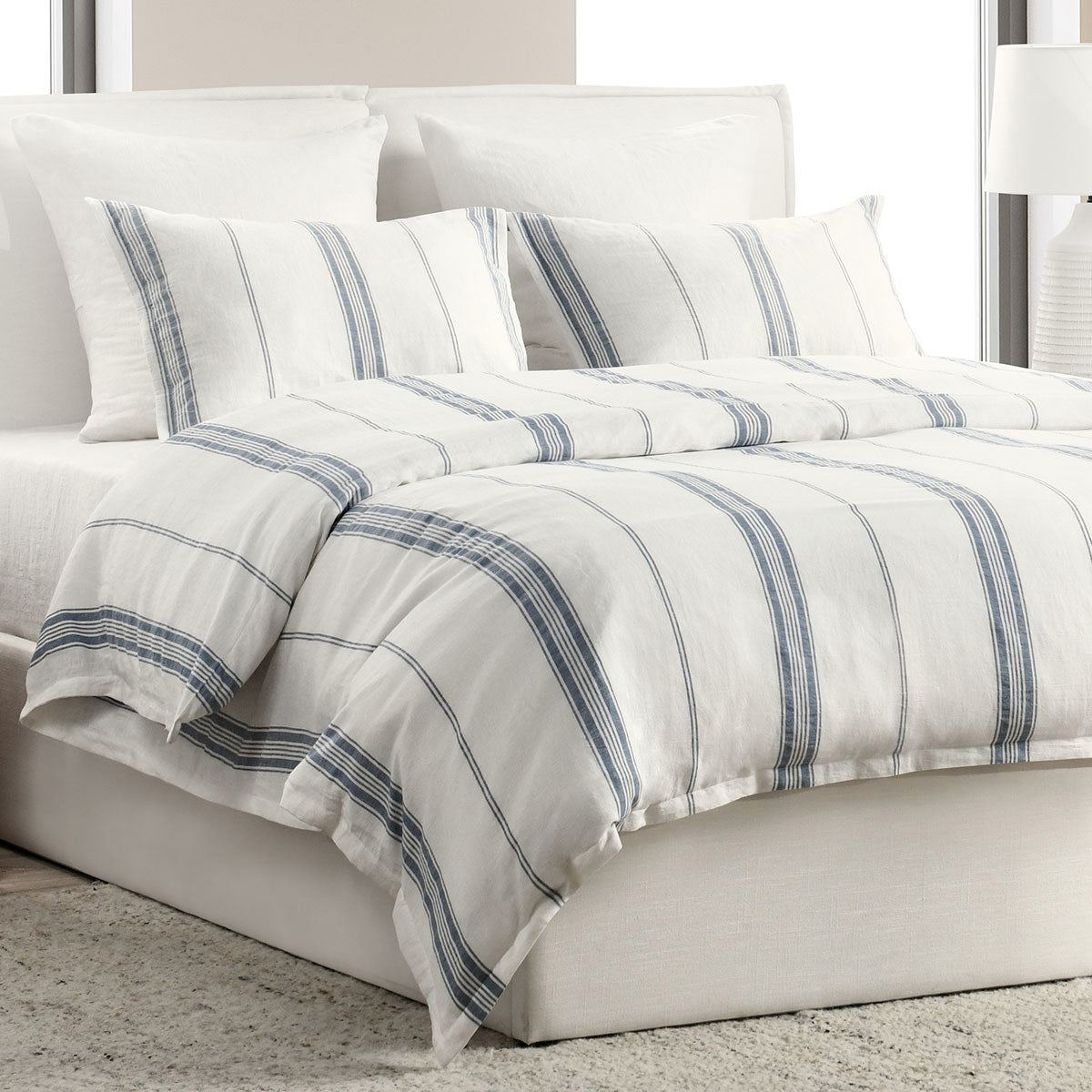 Jayson Linen Cashmere Duvet Collection - Blue Stripe - King / Set