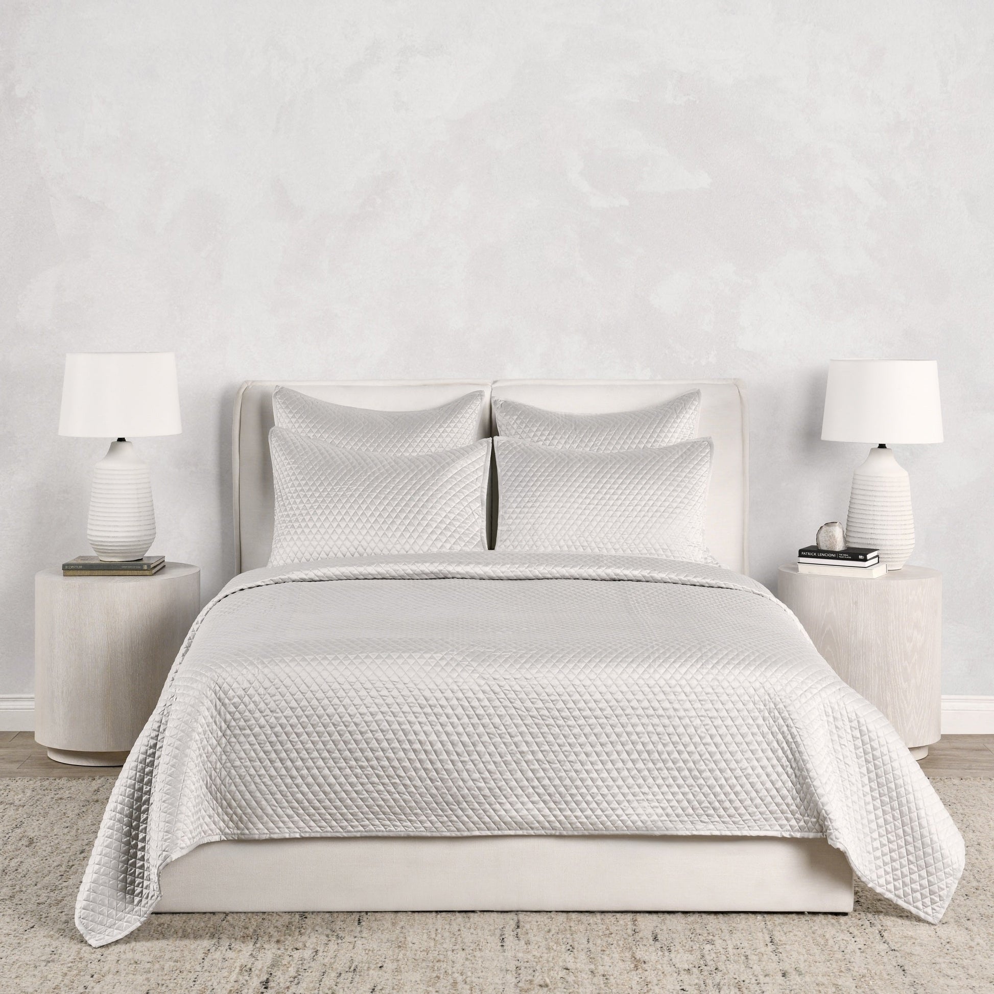 Diamond Quilt Collection - Silver - King / Set