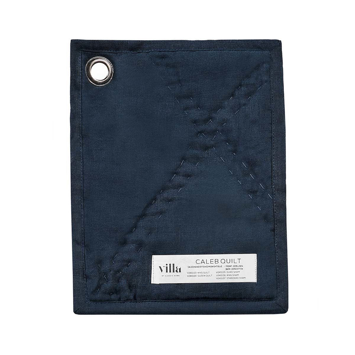 Caleb Hand Stitched Quilt - Midnight Blue - King / Set