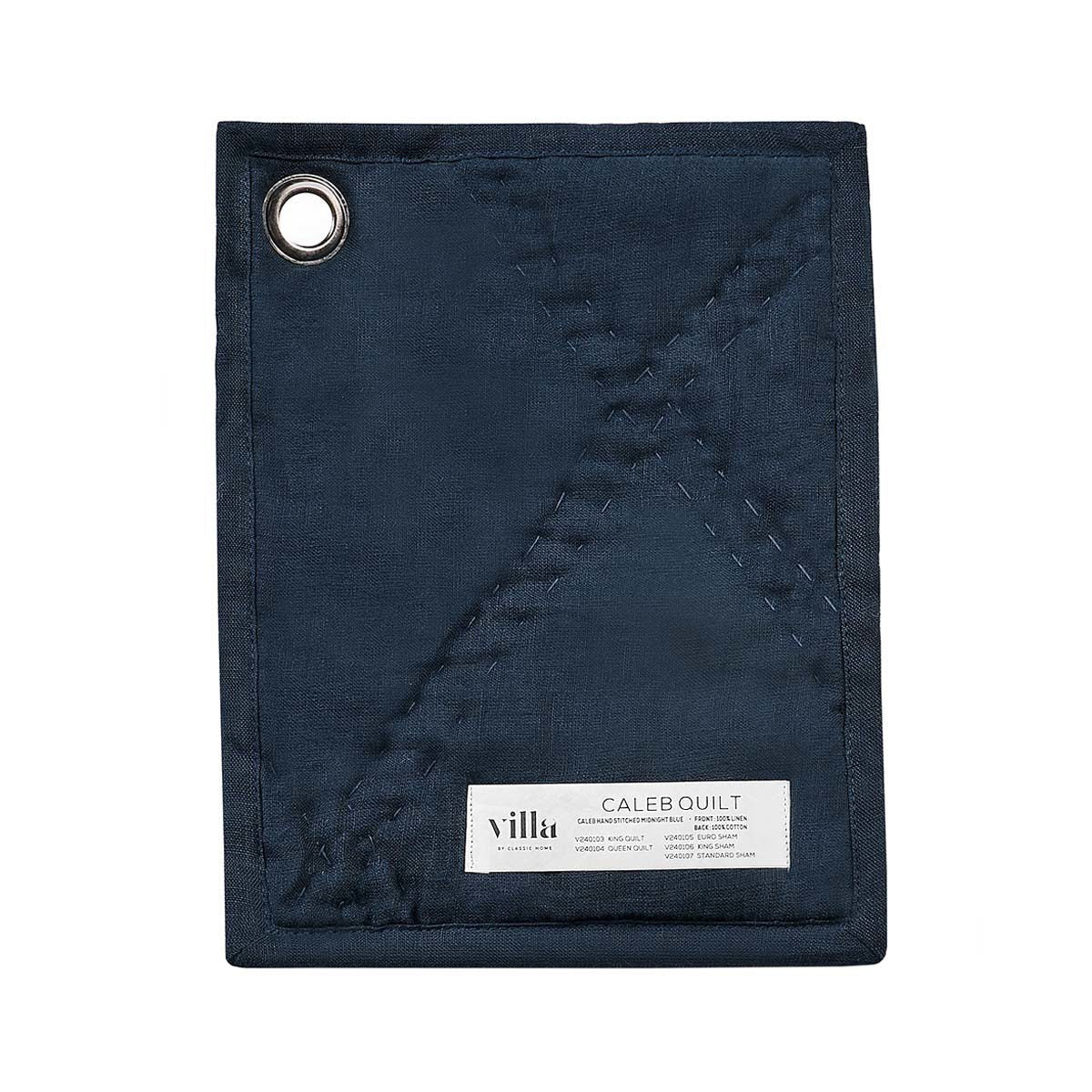 Caleb Hand Stitched Midnight Blue Quilt