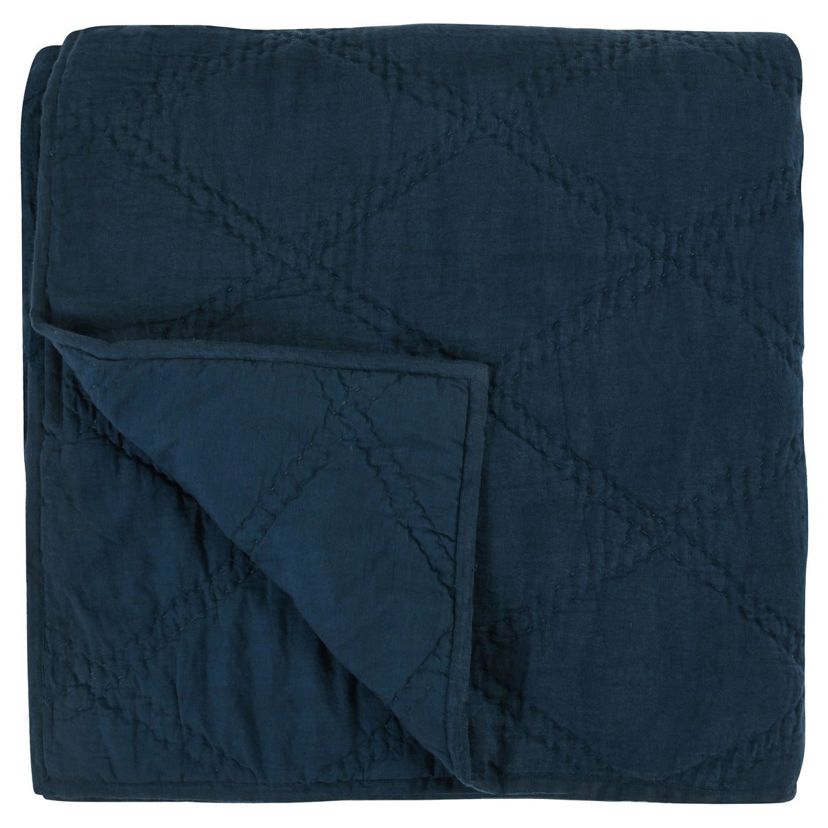 Caleb Hand Stitched Quilt - Midnight Blue - King / Set