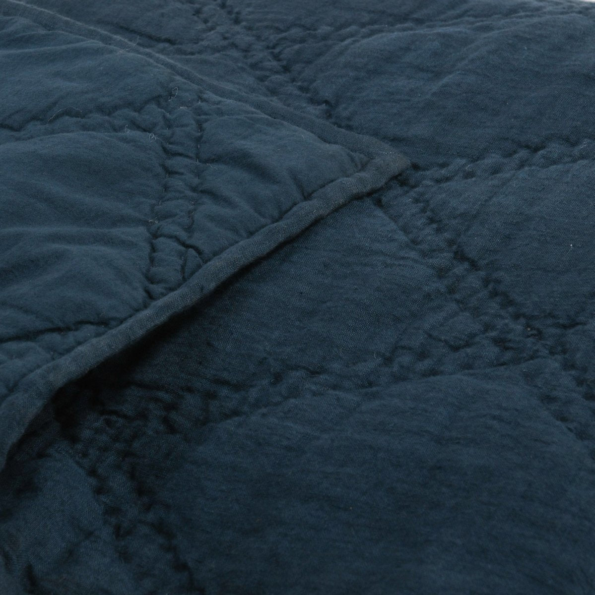 Caleb Hand Stitched Midnight Blue Quilt