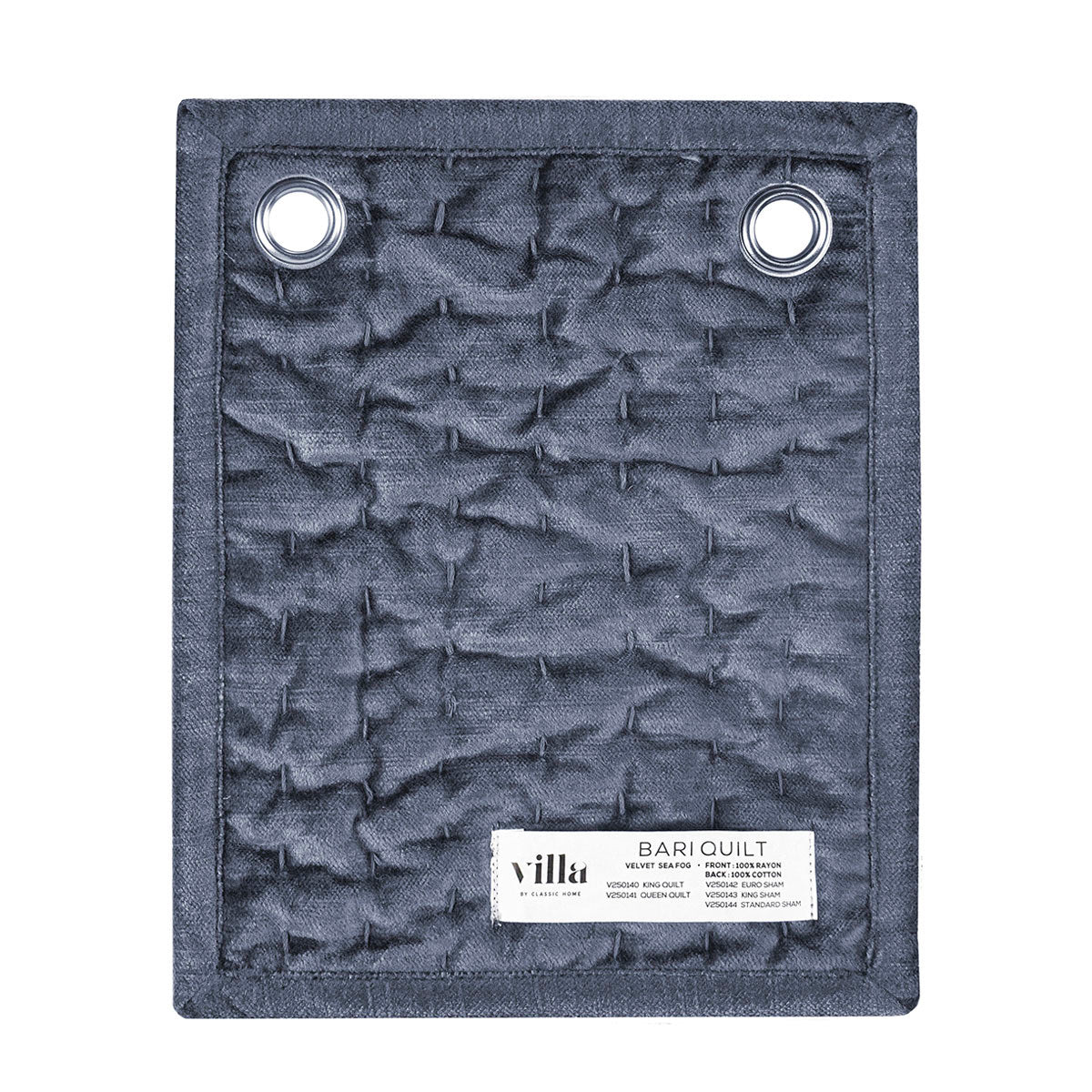 Bari Velvet Quilt Collection - Sea Fog - King / Set