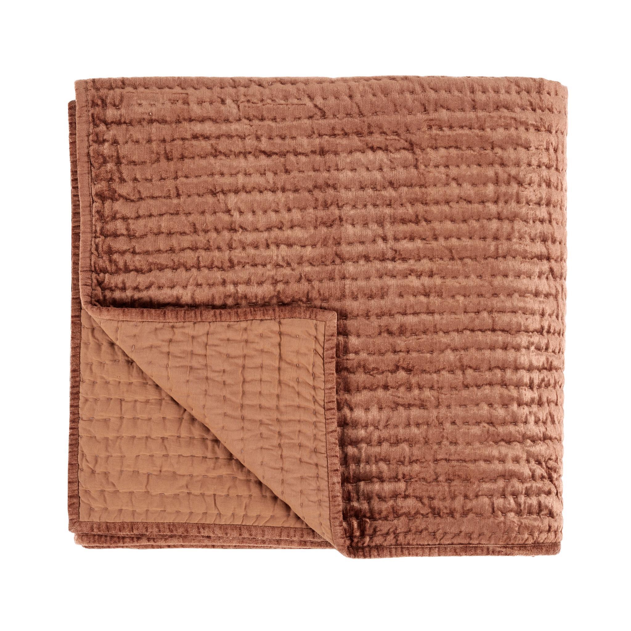 Bari Velvet Quilt Collection - Terracotta - King / Set