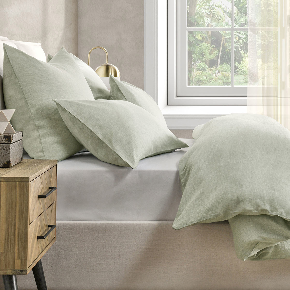 Jayson Linen Cashmere Duvet Collection - Sagebrush - King / Set