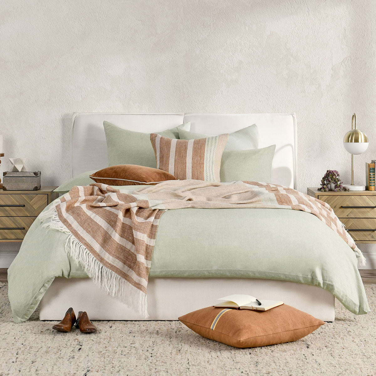 Jayson Linen Cashmere Duvet Collection - Sagebrush - King / Set