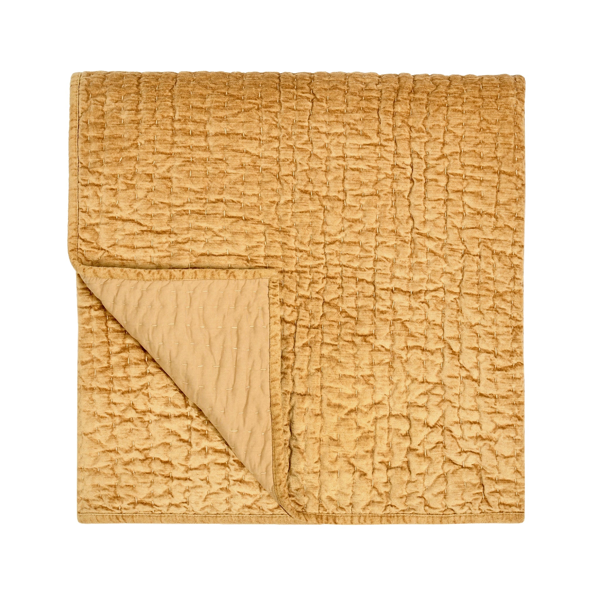 Bari Velvet Quilt Collection - Honey Gold - King / Set