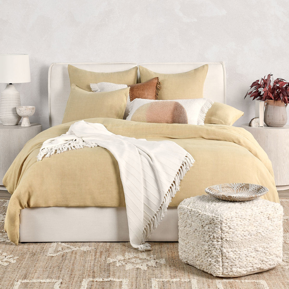 Paloma Hemp Duvet Collection - Ochre - King / Set