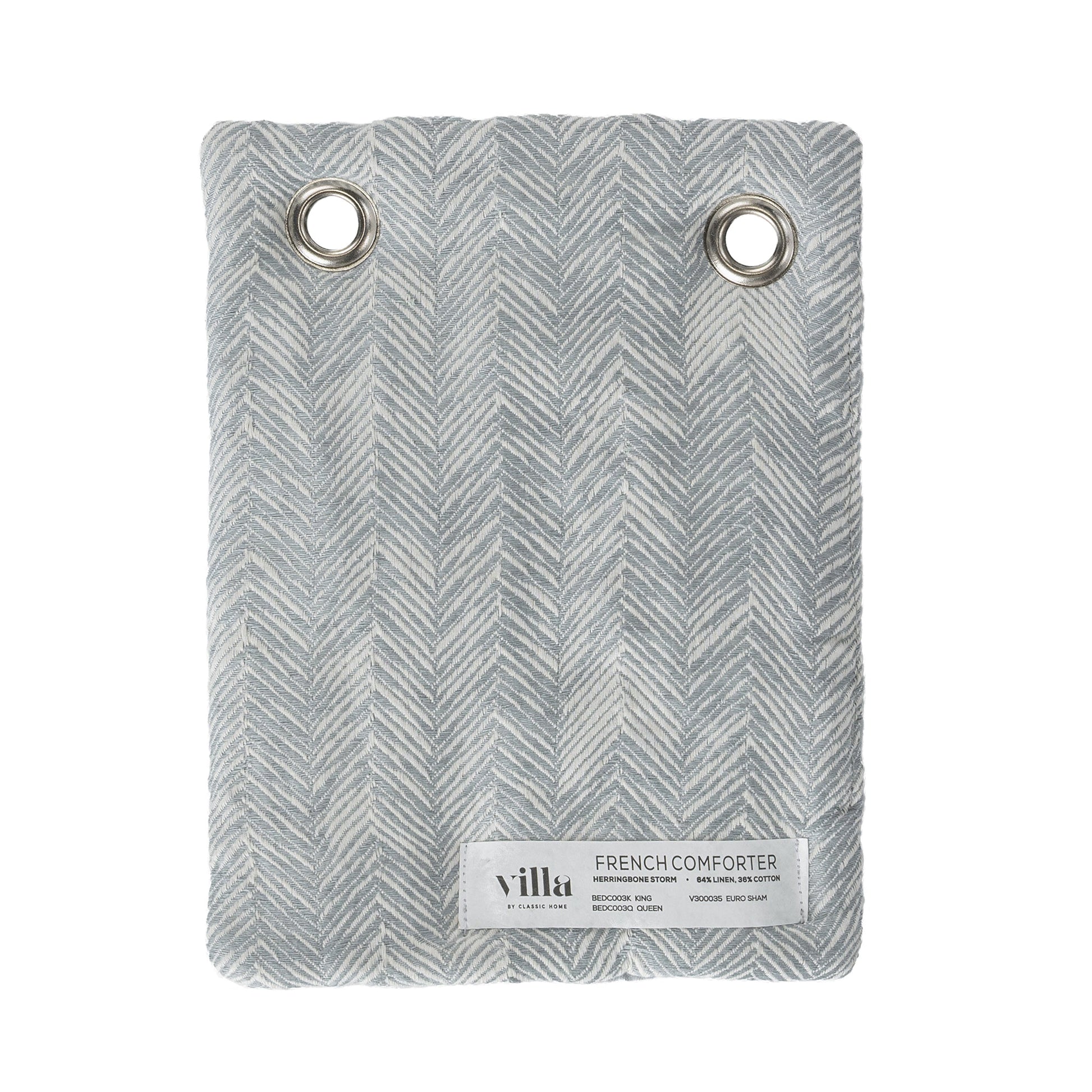French Herringbone Comforter Collection - Storm - Queen / Set