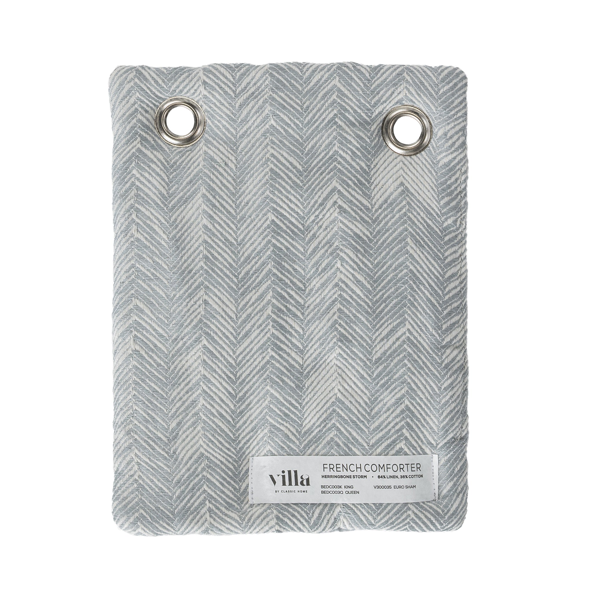 French Herringbone Comforter Collection - Storm - Queen / Set