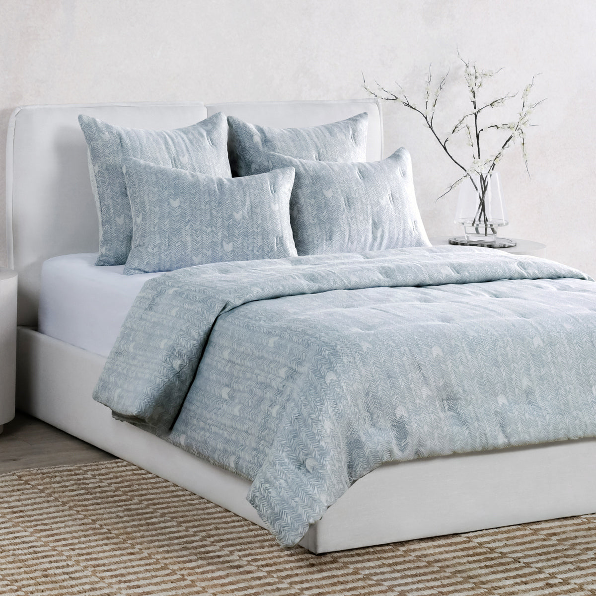 French Herringbone Comforter Collection - Storm - Queen / Set