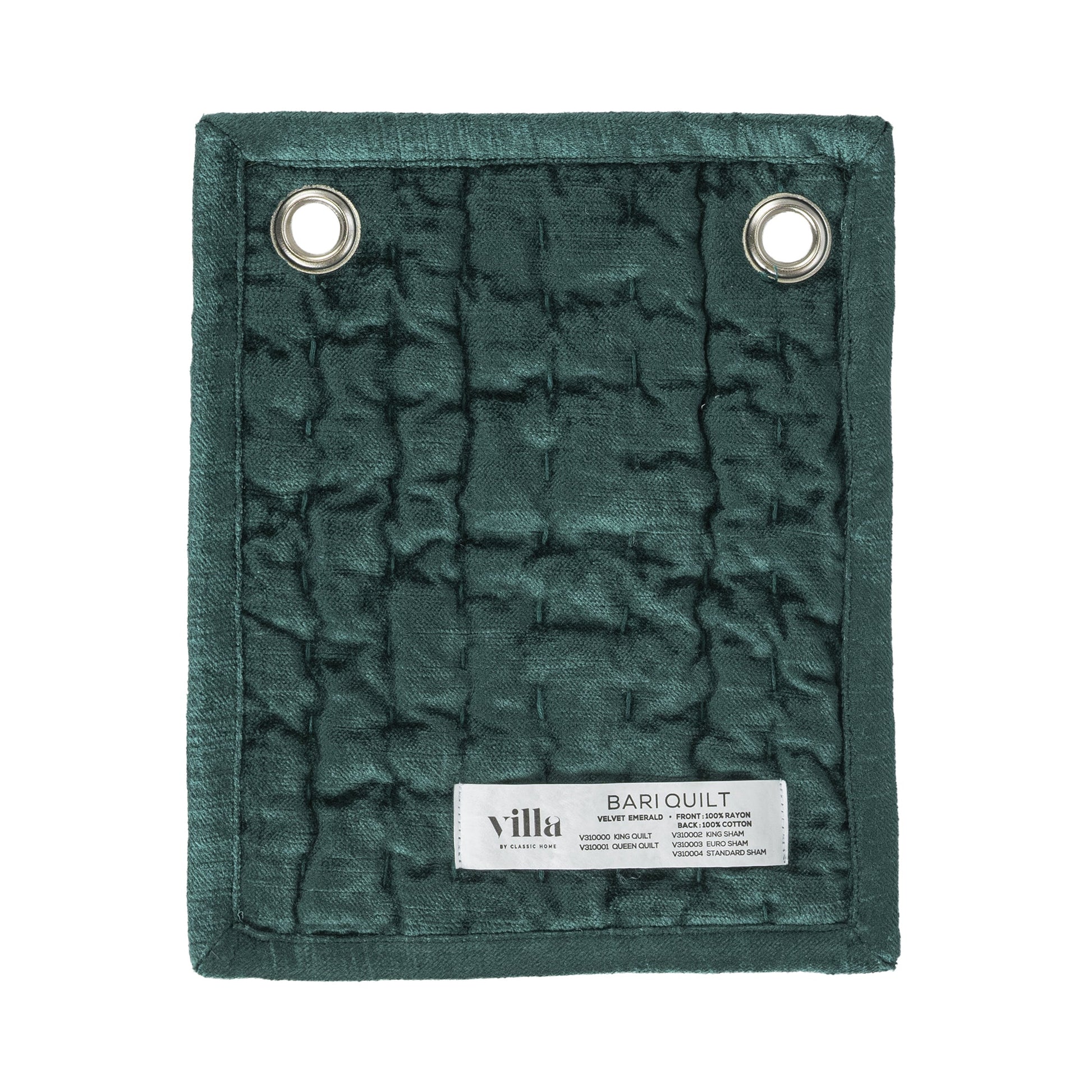 Bari Velvet Quilt Collection - Emerald - King / Set