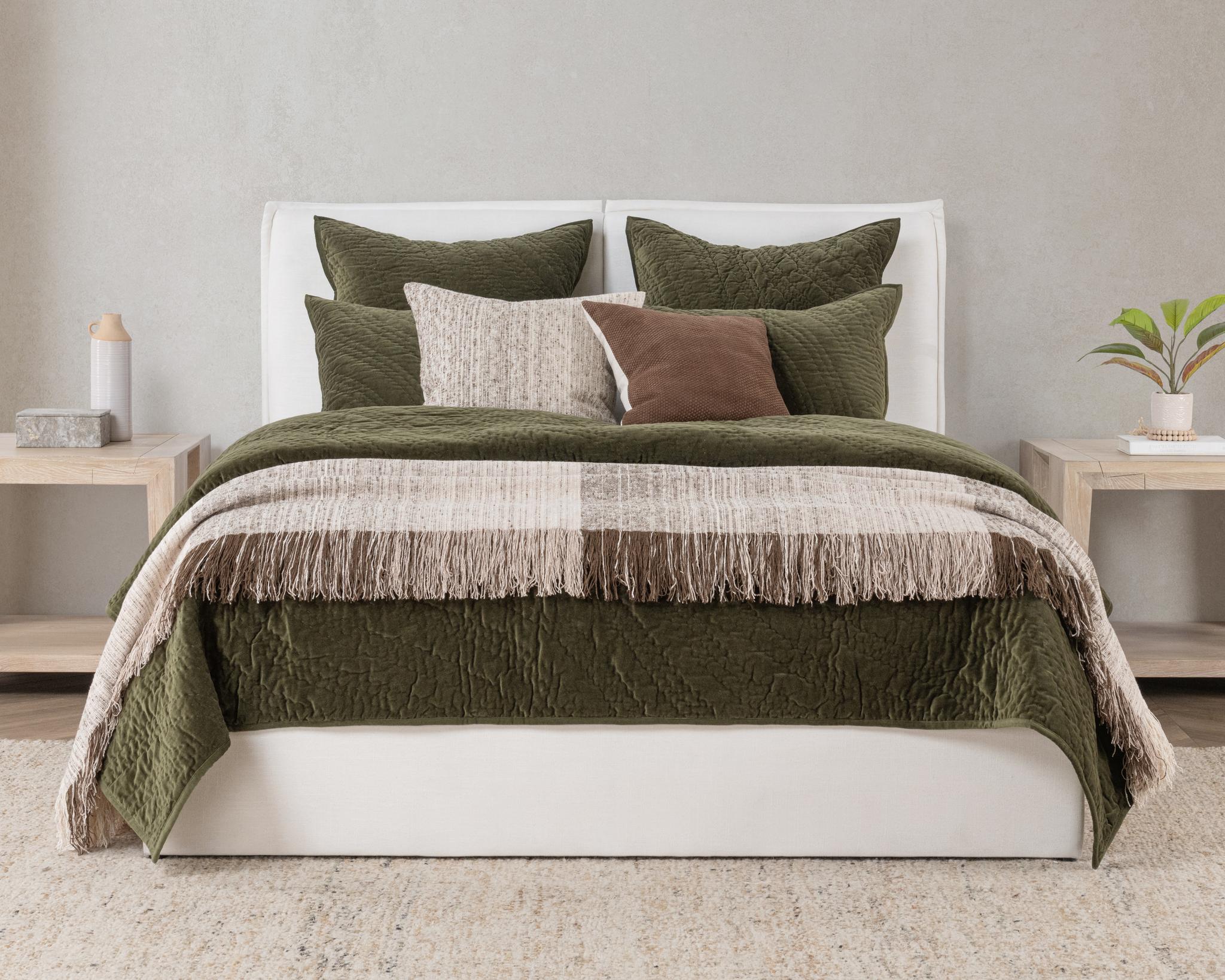 Elms Velvet Quilt Collection - Loden Green - King / Set