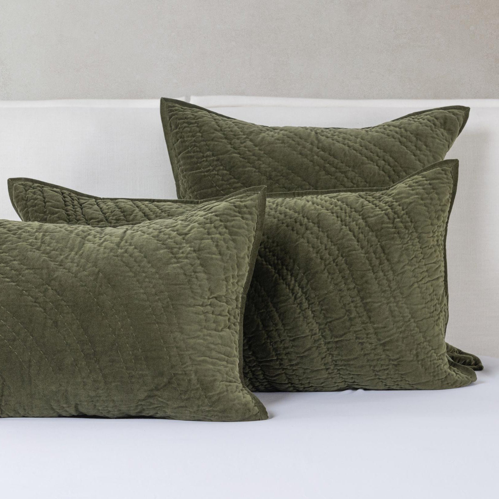 Elms Velvet Quilt Collection - Loden Green - King / Set