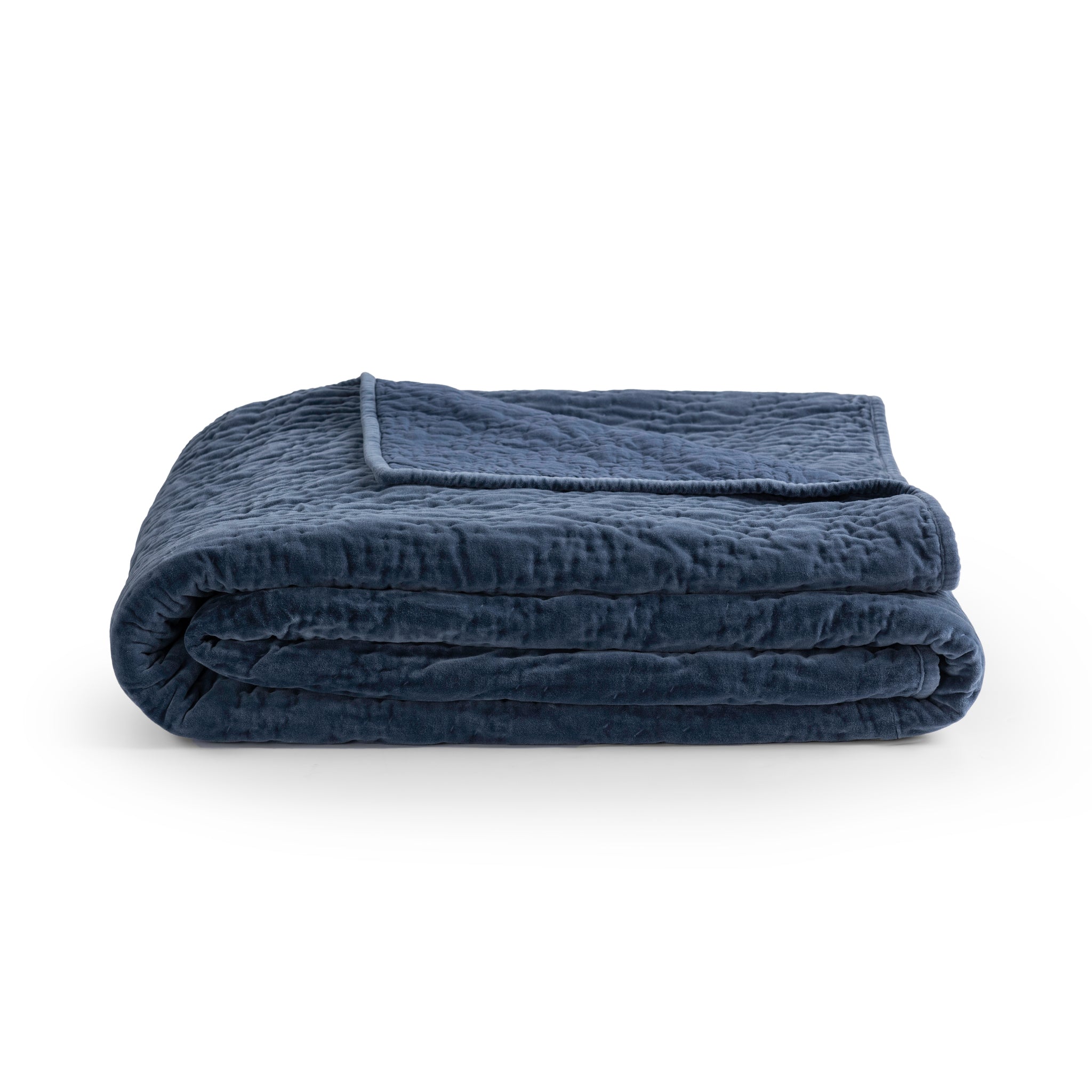 Elms Velvet Quilt Collection - Crisp Blue - King / Set