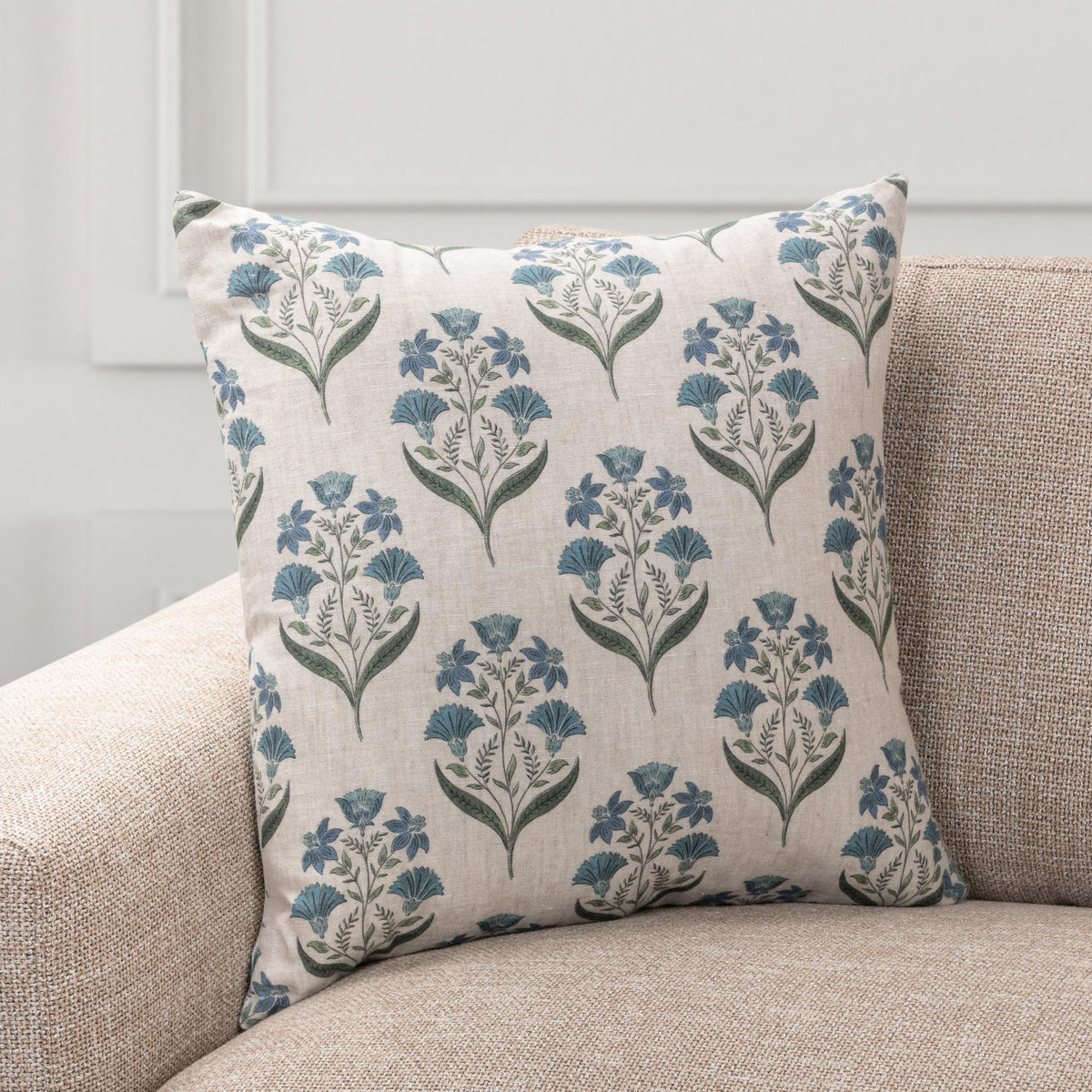 Bluffs Pillow - Oatmeal/Blue / 22"x22" by Classic Home - view 3