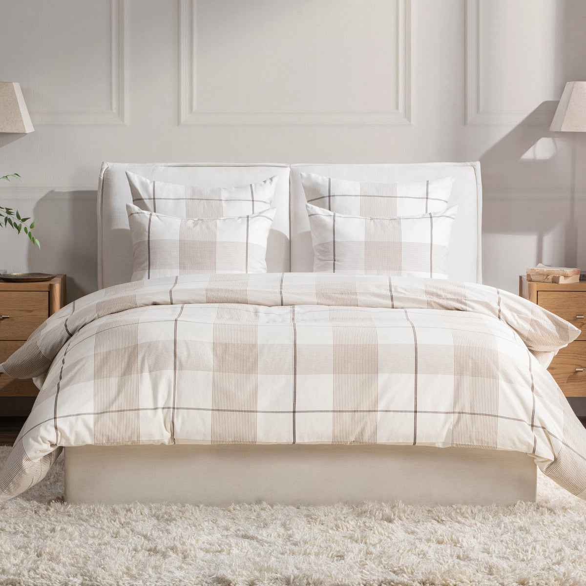 Hanson Duvet Pillow Sham King - Ivory/Toffee Brown by Classic Home - view 4