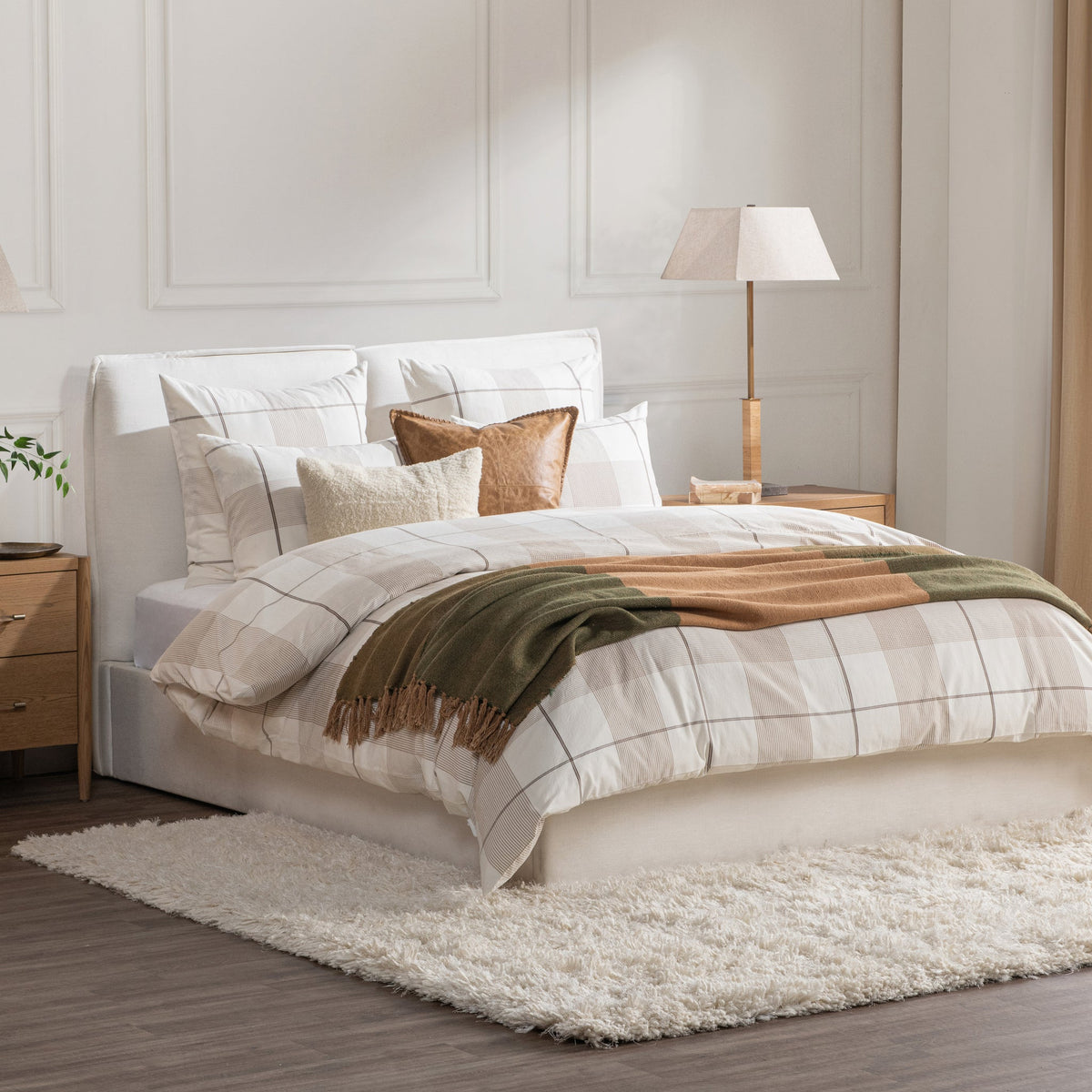 Hanson Duvet Pillow Sham King - Ivory/Toffee Brown by Classic Home - view 6