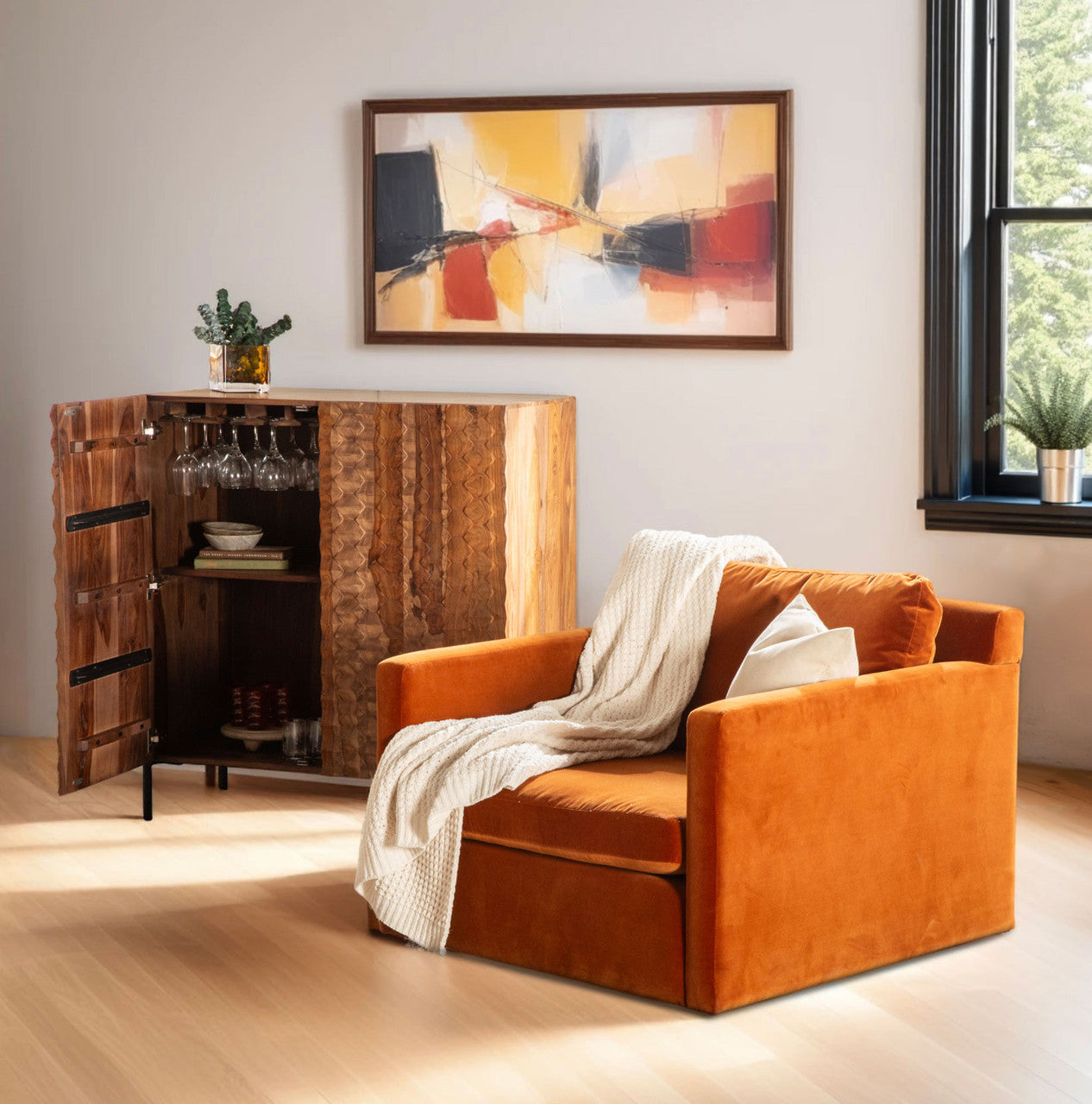 Gianna Accent Chair in Dune Velvet Fabric