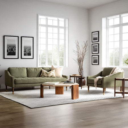 Radley Accent Chair in Chunky Green Chenille Fabric