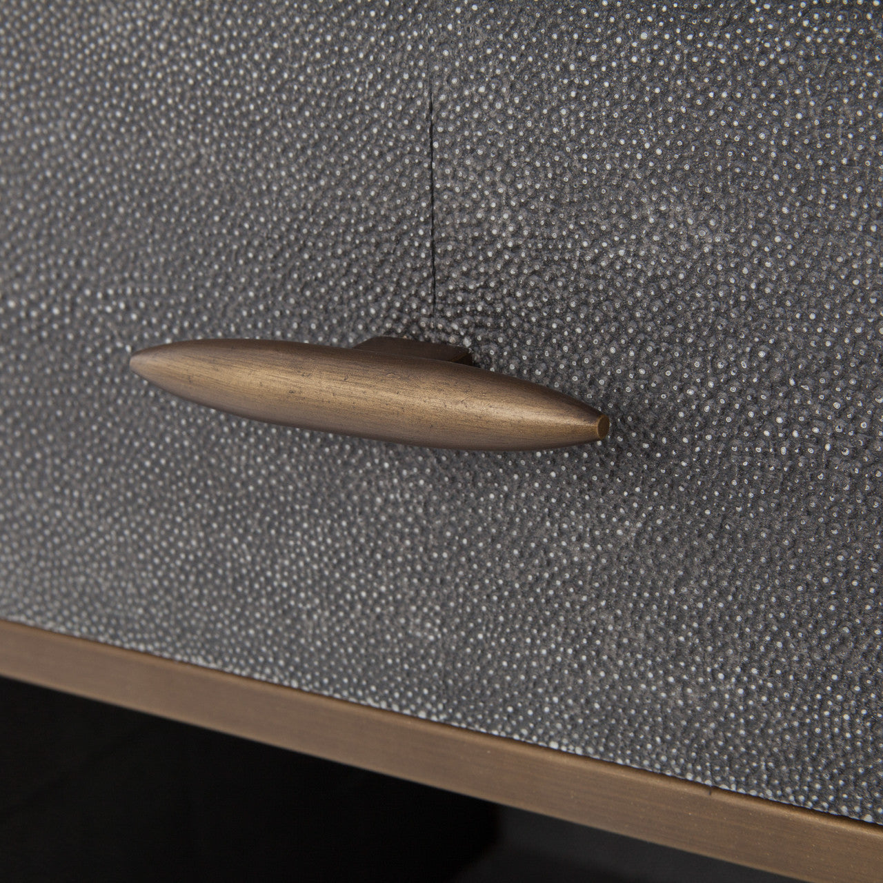 Hollywood Modern Shagreen Bedside Table - Antiqued Brass